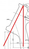 der Gabelwinkel lt. Zeichnung rd. 28 Grad.